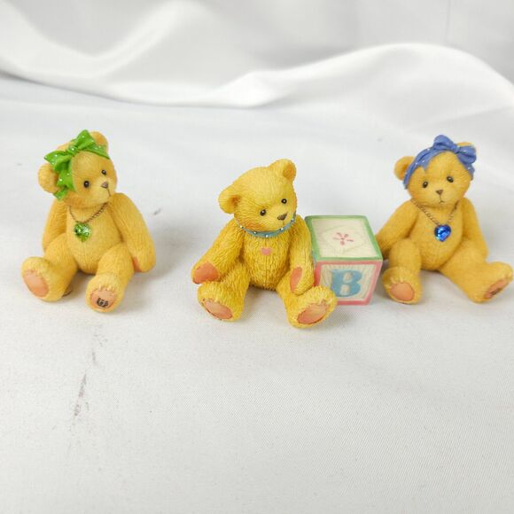3 VTG P Hillman Enesco Cherished Teddies Little Sparkles June August Birthstone - Picture 1 of 6